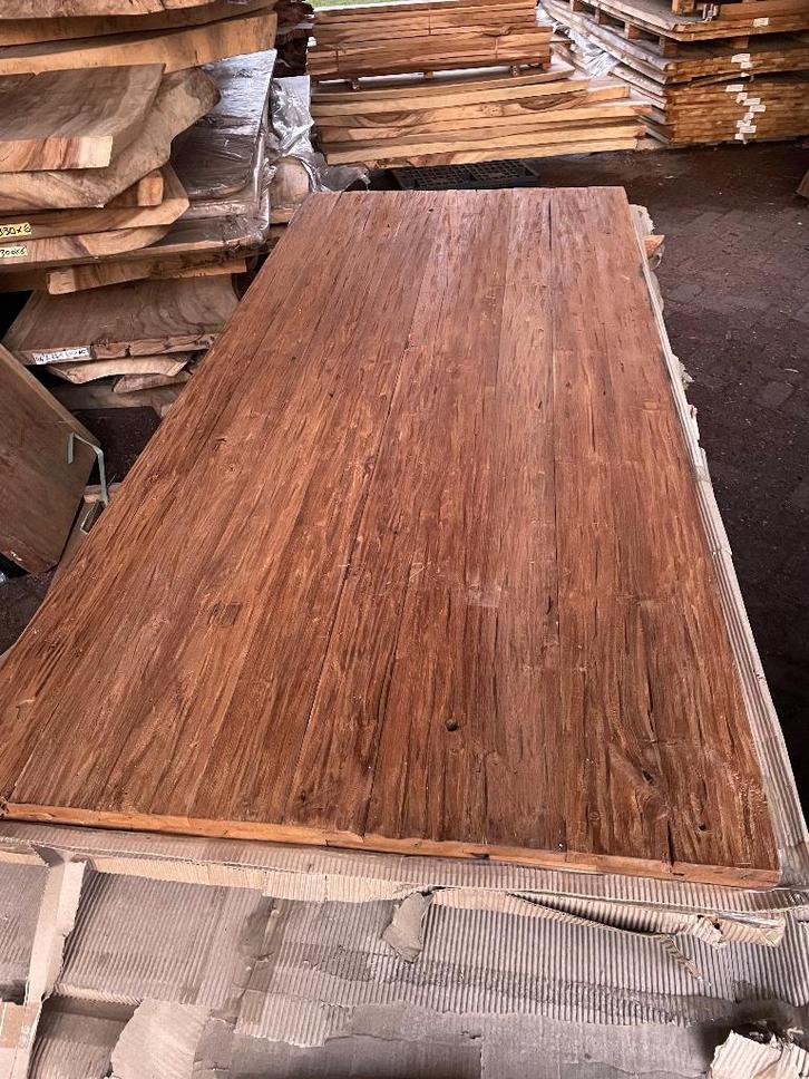 Teak tafels reclaimed geborsteld  , boomstamtafels suar, Huis en Inrichting, Tafels | Eettafels, Nieuw, 50 tot 100 cm, 200 cm of meer