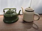 2 leuke items van emaille uit grootmoeders tijd koffiekan, Ophalen of Verzenden