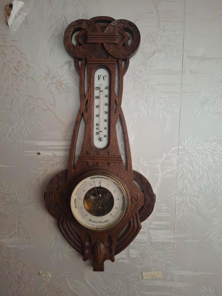 Antieke Barometer met Thermometer, Antiek en Kunst, Antiek | Woonaccessoires, Ophalen