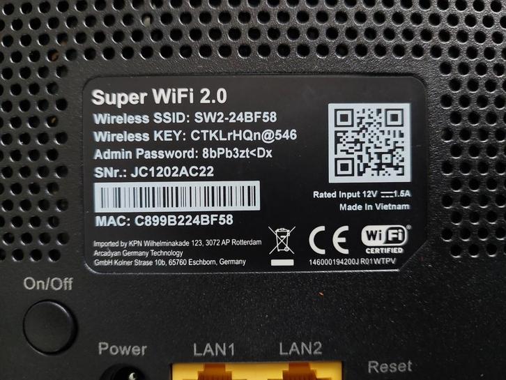 KPN SUPER WIFI 2.0 VERSTERKER., Computers en Software, WiFi-versterkers, Zo goed als nieuw, Ophalen of Verzenden