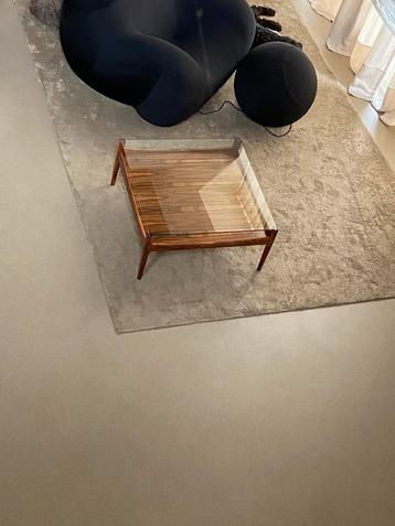 Vintage salontafel Palissanderhout glas – mid-century stijl beschikbaar voor biedingen