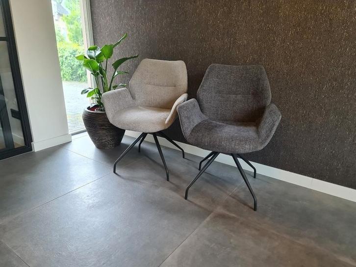 Draaibare eetkamerstoelen, grijs, nergens goedkoper!, Huis en Inrichting, Stoelen, Nieuw, Vijf, Zes of meer stoelen, Metaal, Stof