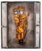 Brocante Glas in lood, Maria met kind, 25 x 21 cm, Diversen, Kerst, Ophalen of Verzenden, Zo goed als nieuw, X, X