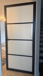 Zwarte glazen deur, Doe-het-zelf en Verbouw, Deuren en Horren, Ophalen, Gebruikt, 80 tot 100 cm, Binnendeur