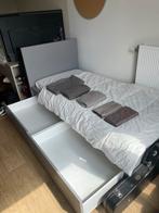 Bedset for 1 person: bedframe + matress + duvet+ bed bottom, Ophalen, 90 cm, Eenpersoons, Zo goed als nieuw