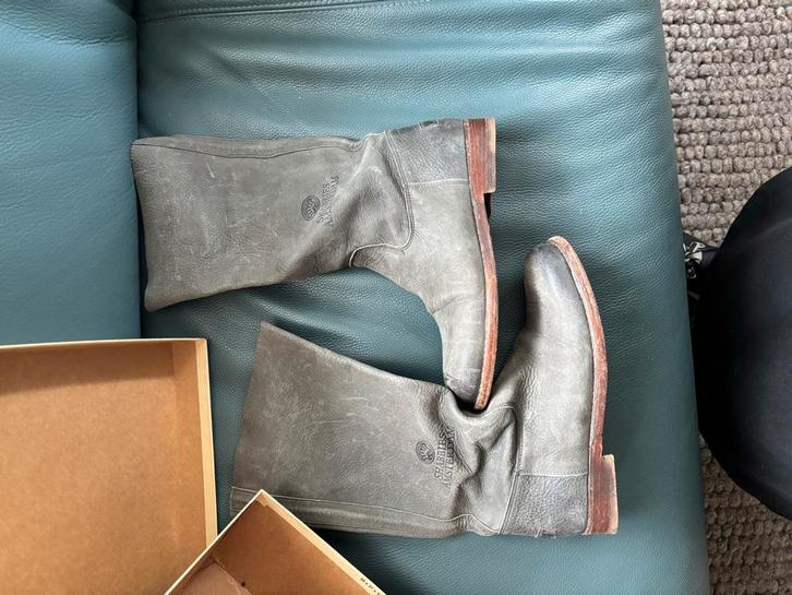 Grijs leren laarzen maat 38 Shabbies Amsterdam, Kleding | Dames, Schoenen, Zo goed als nieuw, Hoge laarzen, Grijs, Verzenden
