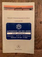 Prijslijst Mercedes-Benz personenwagens januari 1993, Ophalen of Verzenden, Zo goed als nieuw, Mercedes-Benz, Mercedes