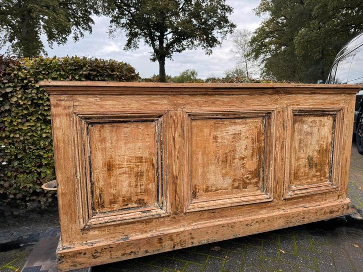 Toonbank, eikenhout, panelen, patine, keukenelement, horeca, Antiek en Kunst, Curiosa en Brocante, Ophalen