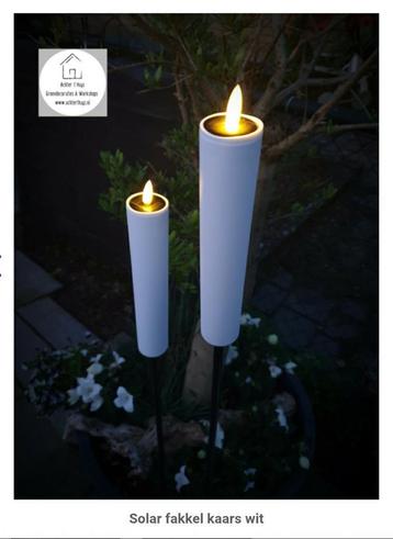 Solar tuin fakkel zwart of wit  - verlichting  - kaars  beschikbaar voor biedingen