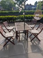 Ikea ÄPPLARÖ tuinset – tafel + 4 klapstoelen met kussens, Tuin en Terras, Tuinsets en Loungesets, Ophalen, 4 zitplaatsen, Gebruikt