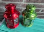 Set van 2 decoratieve lantaarns, Gebruikt, Ophalen of Verzenden, Metaal, Rood