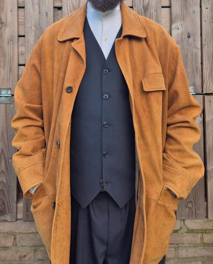 Marlboro Classics Suède Coat – Italian Made, Rugged Elegance, Kleding | Heren, Jassen | Zomer, Gedragen, Maat 52/54 (L), Bruin