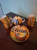 Afrikaanse Print Theeset - Theepot & Mokken, Huis en Inrichting, Keuken | Servies, Keramiek, Ophalen of Verzenden, Zo goed als nieuw
