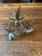 Drie verzilverde kemphanen beeldjes, Antiek en Kunst, Ophalen of Verzenden