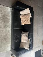 Zwarte bank (leer), Huis en Inrichting, Banken | Bankstellen, Ophalen, Gebruikt, Minder dan 75 cm, 150 tot 200 cm