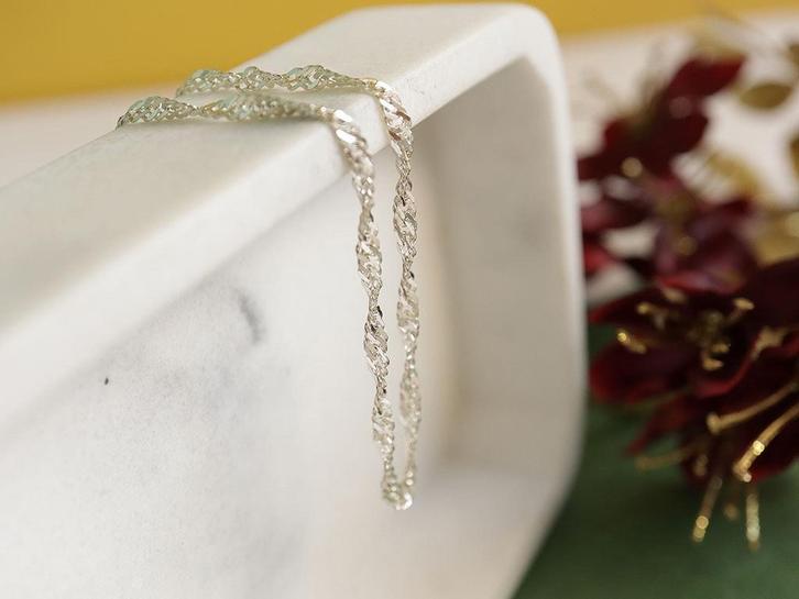 Zilveren Armband Singapore Schakel | 925 Zilver, Sieraden, Tassen en Uiterlijk, Armbanden, Nieuw, Zilver, Zilver, Ophalen of Verzenden