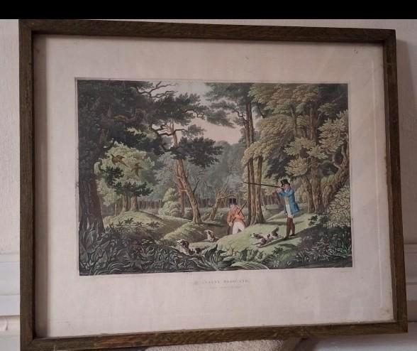 Prent "Pheasant Shooting" van Robert Havell., Antiek en Kunst, Kunst | Etsen en Gravures, Ophalen