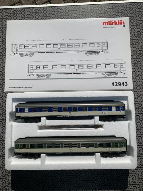 Marklin H0 42943 OVP uitbreidingsset 2 rijtuigen Pop kleuren, Hobby en Vrije tijd, Modeltreinen | H0, Zo goed als nieuw, Wagon