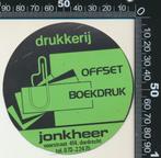 Sticker: Drukkerij Jonkheer - Dordrecht, Verzamelen, Stickers, Ophalen of Verzenden