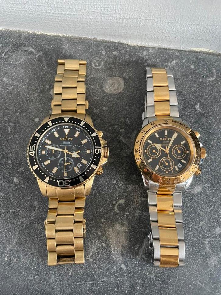 Marlow miller horloges, Sieraden, Tassen en Uiterlijk, Horloges | Heren, Zo goed als nieuw, Polshorloge, Overige merken, Goud