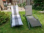 Twee ligbedden, Tuin en Terras, Ophalen, Gebruikt, Aluminium, Verstelbaar