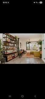 Grote industriële boekenkast met ladder en 4 lades, Huis en Inrichting, Ophalen, 200 cm of meer, Zo goed als nieuw, 200 cm of meer