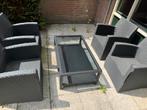 T.e.a.b. Te koop tuinset 4 stoelen en glazen tafel, Tuin en Terras, Tuinsets en Loungesets, Ophalen, Gebruikt