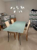 Glazen eettafel 90x180 cm, Ophalen, Gebruikt, 50 tot 100 cm, Vijf personen of meer