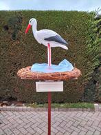 3D ooievaar + nest + met naambordje naar keuze., Ophalen, Nieuw, Geboortebord