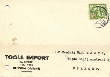 Tools Import [J. Kwast], Bussum - 08.1939 - briefkaart beschikbaar voor biedingen