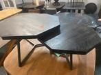 Salontafel set zwart mangohout 8 kant bkeus, Ophalen, 50 tot 100 cm, Nieuw, 50 tot 100 cm