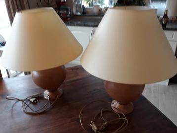 2 Handgemaakte tafel / schemerlampen met linnen kap  Nieuw. beschikbaar voor biedingen