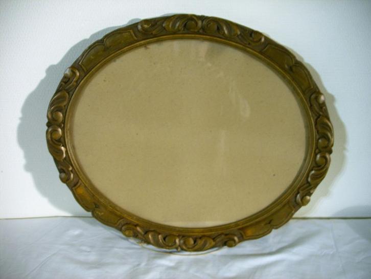 Ovale houten lijst met glas, Antiek en Kunst, Curiosa en Brocante, Ophalen of Verzenden