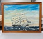 H W Hackett 1971 olieverf kunst Golden Fleece Merchant Ship, Antiek en Kunst, Kunst | Schilderijen | Klassiek, Ophalen of Verzenden