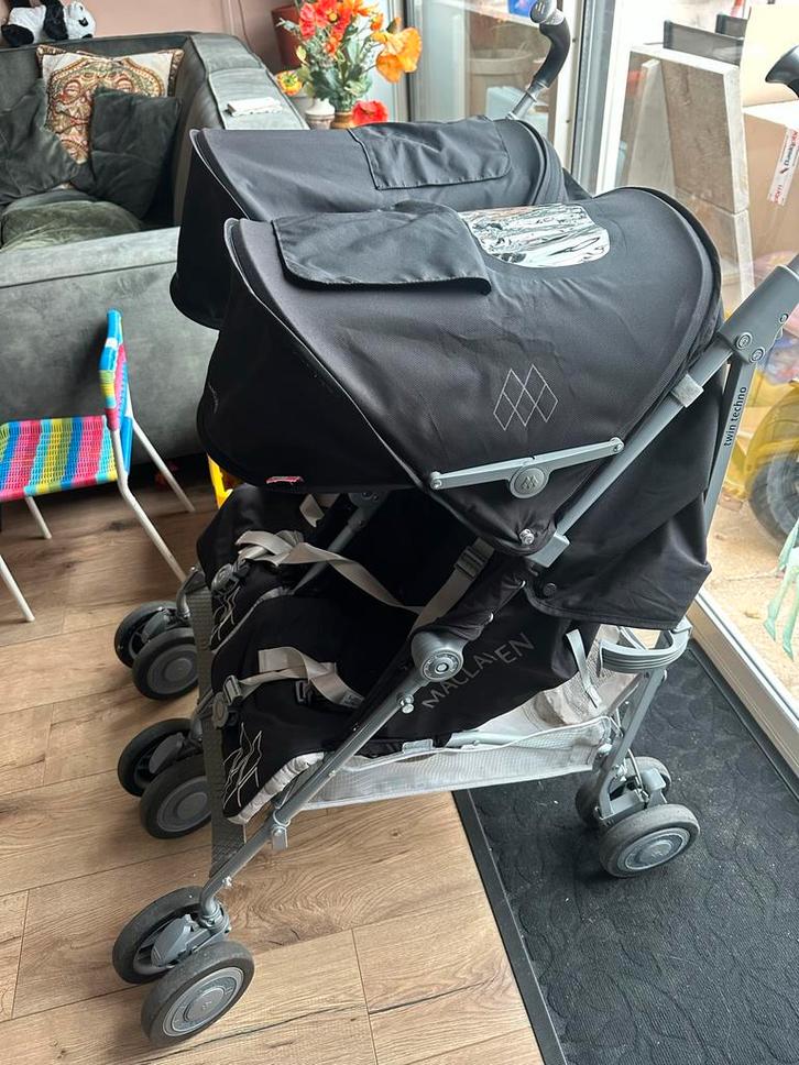Maclaren Twin Techno Duowagen - Zwart tweeling buggy, Kinderen en Baby's, Kinderwagens en Combinaties, Gebruikt, Kinderwagen, Overige merken