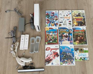 Nintendo Wii + 9 spellen (o.a. Mario Party 8, Donkey Kong) beschikbaar voor biedingen