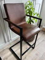Te koop mooie barkruk met lederen zitting, 1 kruk, Ophalen, Zo goed als nieuw, Metaal