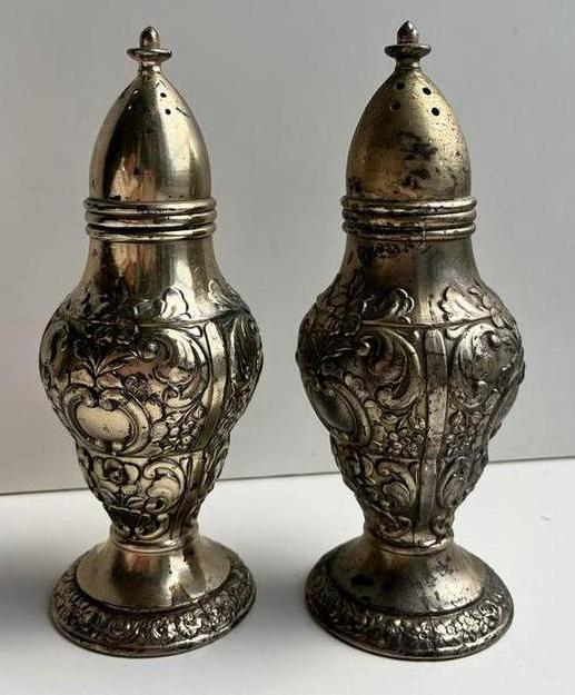 Verzilverde zout- en peperstrooiers, Antiek en Kunst, Antiek | Goud en Zilver, Zilver, Ophalen of Verzenden