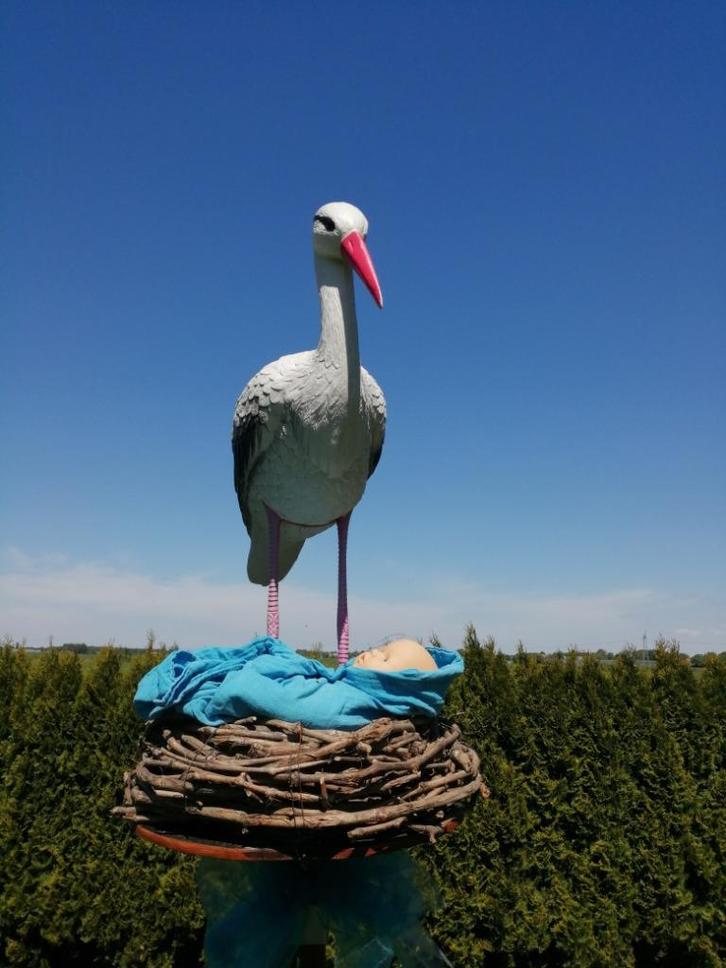 ooievaar op nest, Kinderen en Baby's, Kraamcadeaus en Geboorteborden, Zo goed als nieuw, Geboortebord, Ophalen