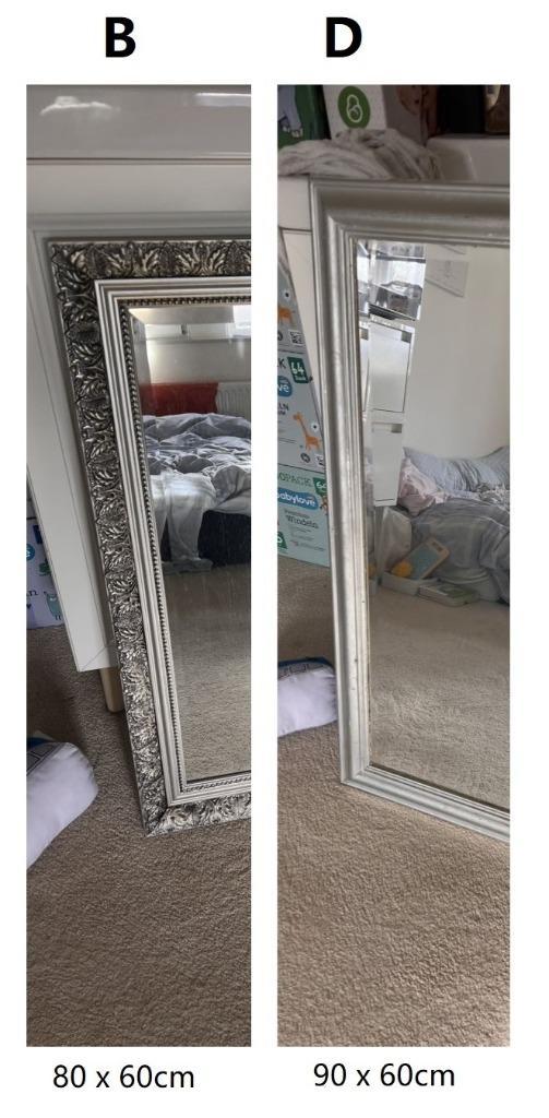 TK: 2x spiegels decoratie houten lijsten barok stijl zilvere, Huis en Inrichting, Woonaccessoires | Spiegels, Zo goed als nieuw