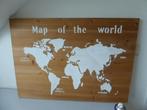 Houten wanddecoratie Map of the world zgan., Huis en Inrichting, Ophalen of Verzenden, Zo goed als nieuw