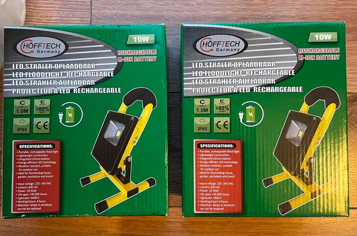 2x höfftech led statief draadloos 10W mini bouw lamp nieuw, Doe-het-zelf en Verbouw, Bouwverlichting, Nieuw, Lamp, Minder dan 50 watt