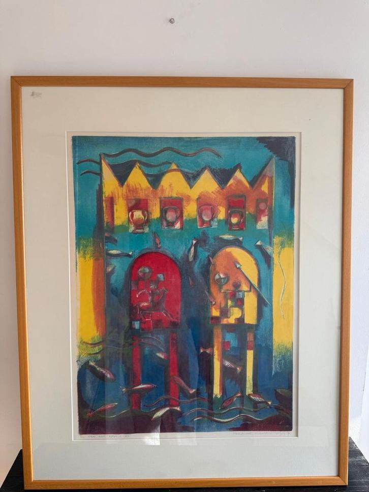 Marianne Aalman Zeefdruk 'Kade and Castle', Antiek en Kunst, Kunst | Litho's en Zeefdrukken, Ophalen