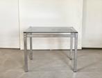 Vintage chroom sidetable, Huis en Inrichting, Tafels | Bijzettafels, Ophalen, Rechthoekig, Glas