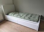 1persoons bed met 2 uitschuifbare lades, Huis en Inrichting, Slaapkamer | Bedden, Ophalen, 90 cm, Eenpersoons, Wit