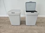 2 10 ltr prullenbakken grijs plastic, Ophalen, Kunststof, Zo goed als nieuw, Minder dan 50 cm