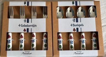 Boerenbont gebaksvorkjes en theelepels set origineel beschikbaar voor biedingen