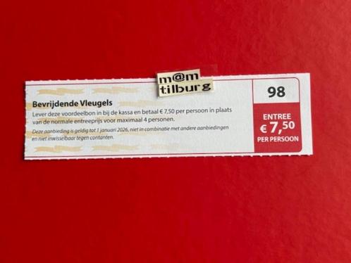 Bon 98 Bevrijdende Vleugels entree €7,50 p.p., Tickets en Kaartjes, Kortingen en Cadeaubonnen, Drie personen of meer, Overige typen