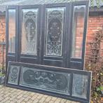 290hx222br Art nouveau deurenset met bovenlicht geetst glas, Ophalen
