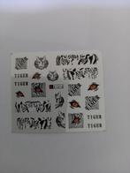 Velletje nagel water decals stickers A1616 tijger zwart, Sieraden, Tassen en Uiterlijk, Verzenden, Wit, Nieuw, Handen en Nagels